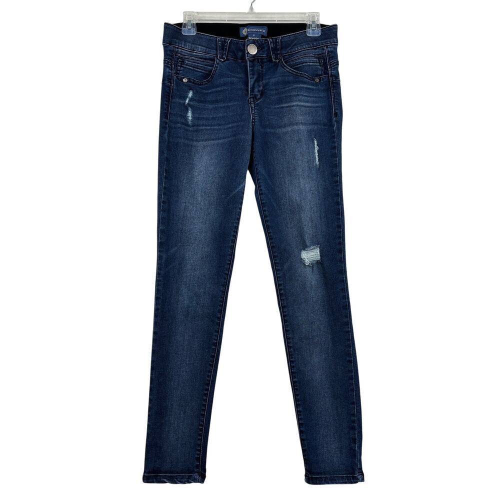 Democracy Ab Solution Ankle Jeans Size‎ 6 Blue Skinny Distressed Stretch Denim